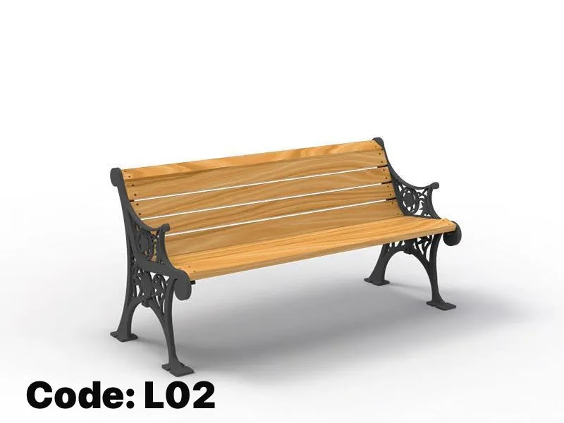 L02 Ornamental Cast Iron & Wood Park Bench