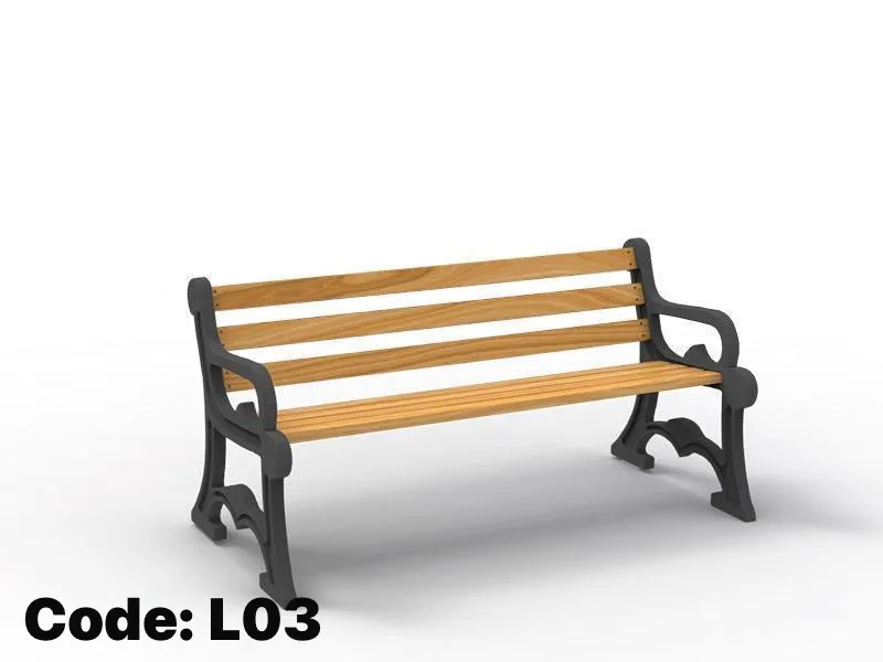 L03 Classic Cast Iron & Wooden Park Bench
