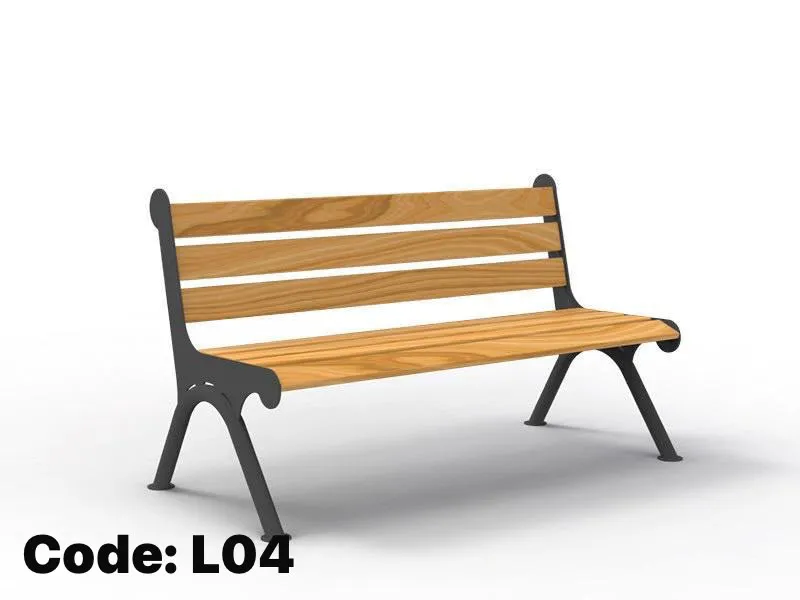 L04 Modern Steel & Wood Park Bench