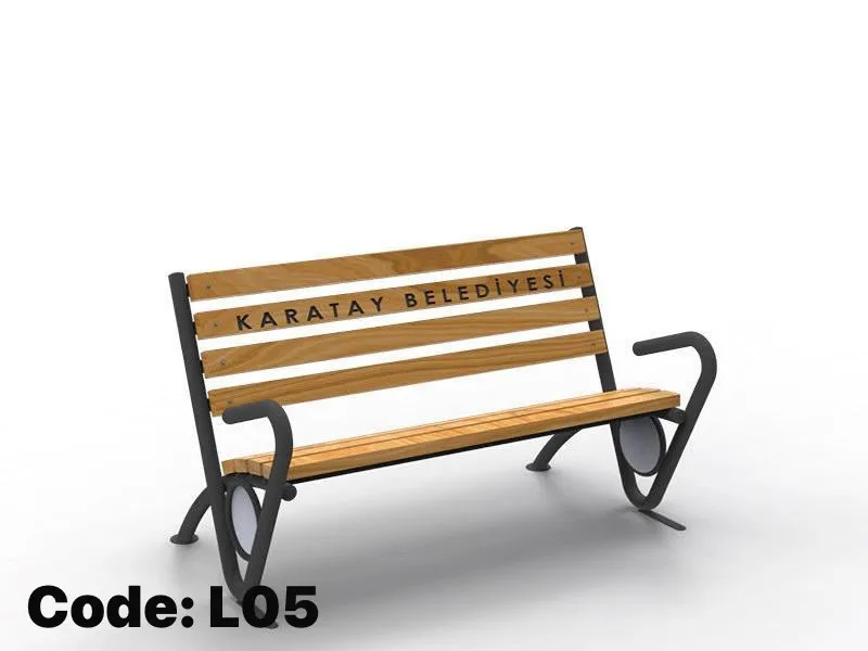 L05 Contemporary Metal & Wood Park Bench