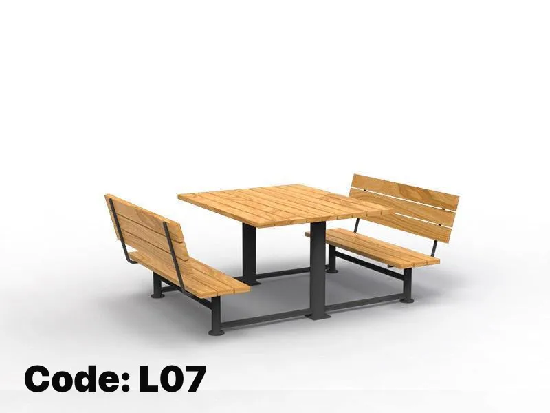 L07 Wooden Picnic Table with Backrest Benches